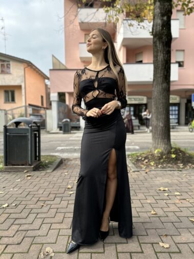 Abito elegante con pizzo e spacco Show