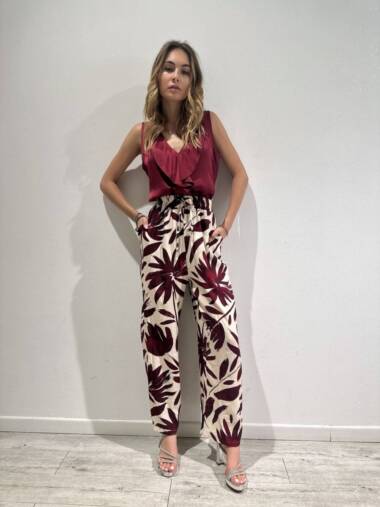 Pantalone a fantasia bicolor