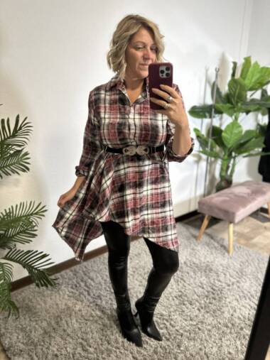 Mini abito asimmetrico scozzese