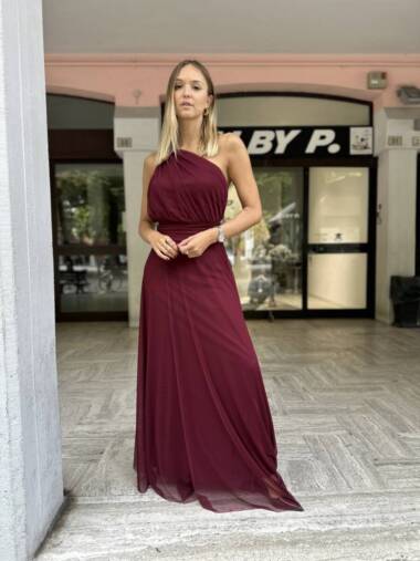 Abito elegante in tulle monospalla