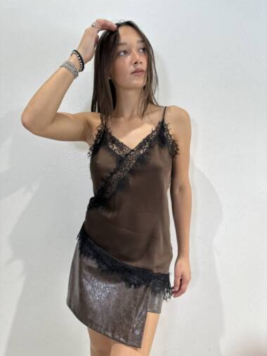 Canotta asimmetrica con pizzo -Susymix