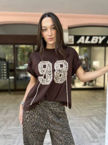 T-shirt con ricamo in lana -Susymix