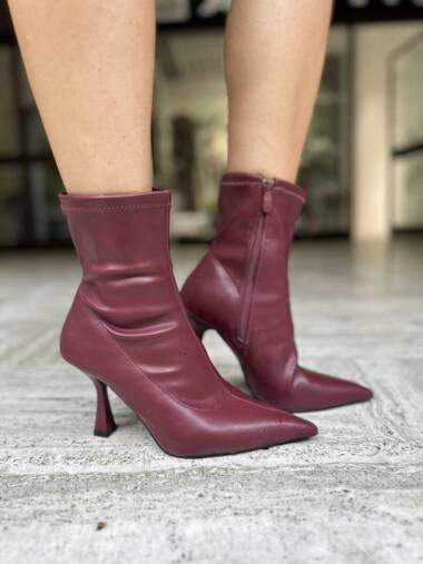 Tronchetto in ecopelle elastico Bordeaux