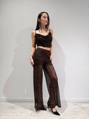 Completo pantalone e top con brillantini