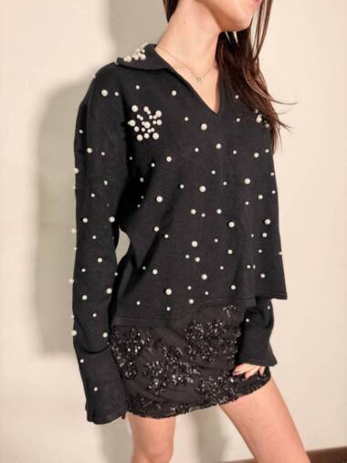 Maglia a polo con perle -Susymix