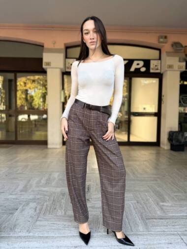Pantalone a ovetto check moro -Susymix
