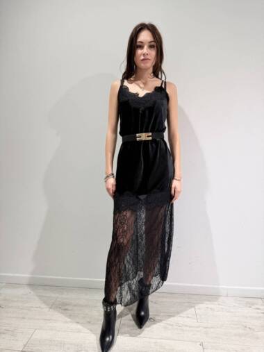 Abito lungo lingerie in ciniglia