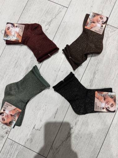 Calzino in caldo cotone  a coste in lurex