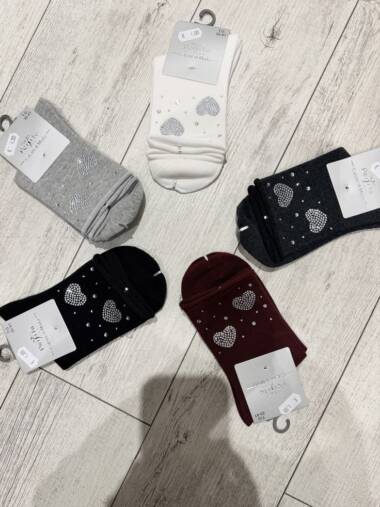 Calzino in caldo cotone  con cuori strass