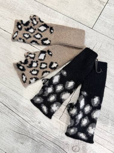 Guanti maculati in lana senza dita