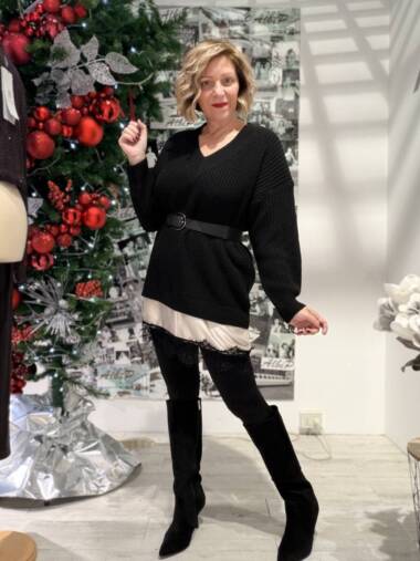 Mini abito con raso e pizzo -Susymix