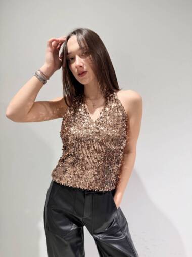 Top con paillettes a goccia