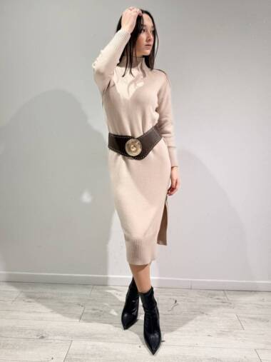Abito in maglia midi con spacco laterale  -Susymix