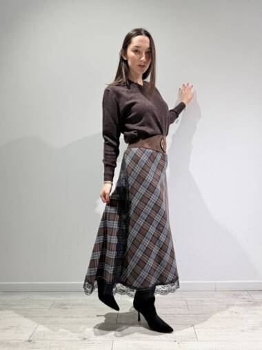 Gonna lunga scozzese con pizzo