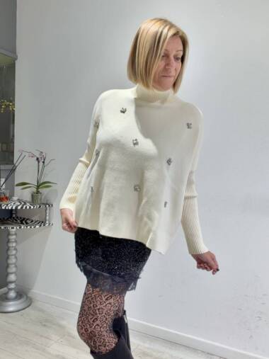 Maxi maglia con strass