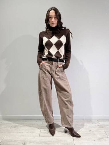 Pantalone in velluto a coste stellina Fango-Susymix