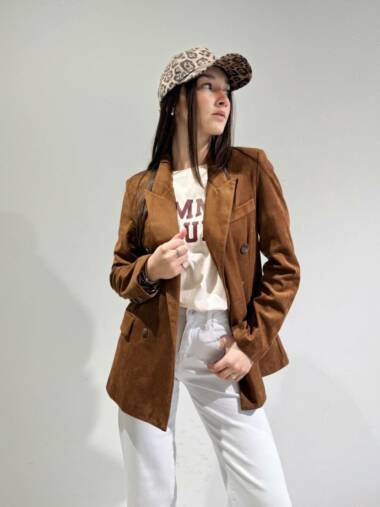 Blazer doppio petto moro in dainetto