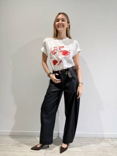 Pantalone in ecopelle a ovetto nero -Susymix