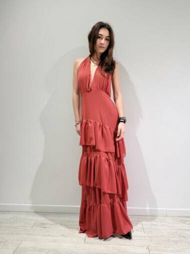 Abito lungo con balze Camille