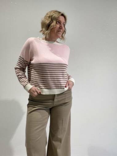 Maglia rigata con finiture in contrasto -Susymix